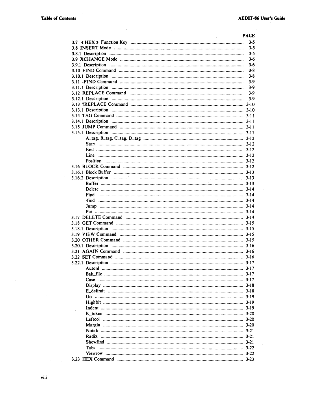 Intel AEDIT-86 manual Viii 