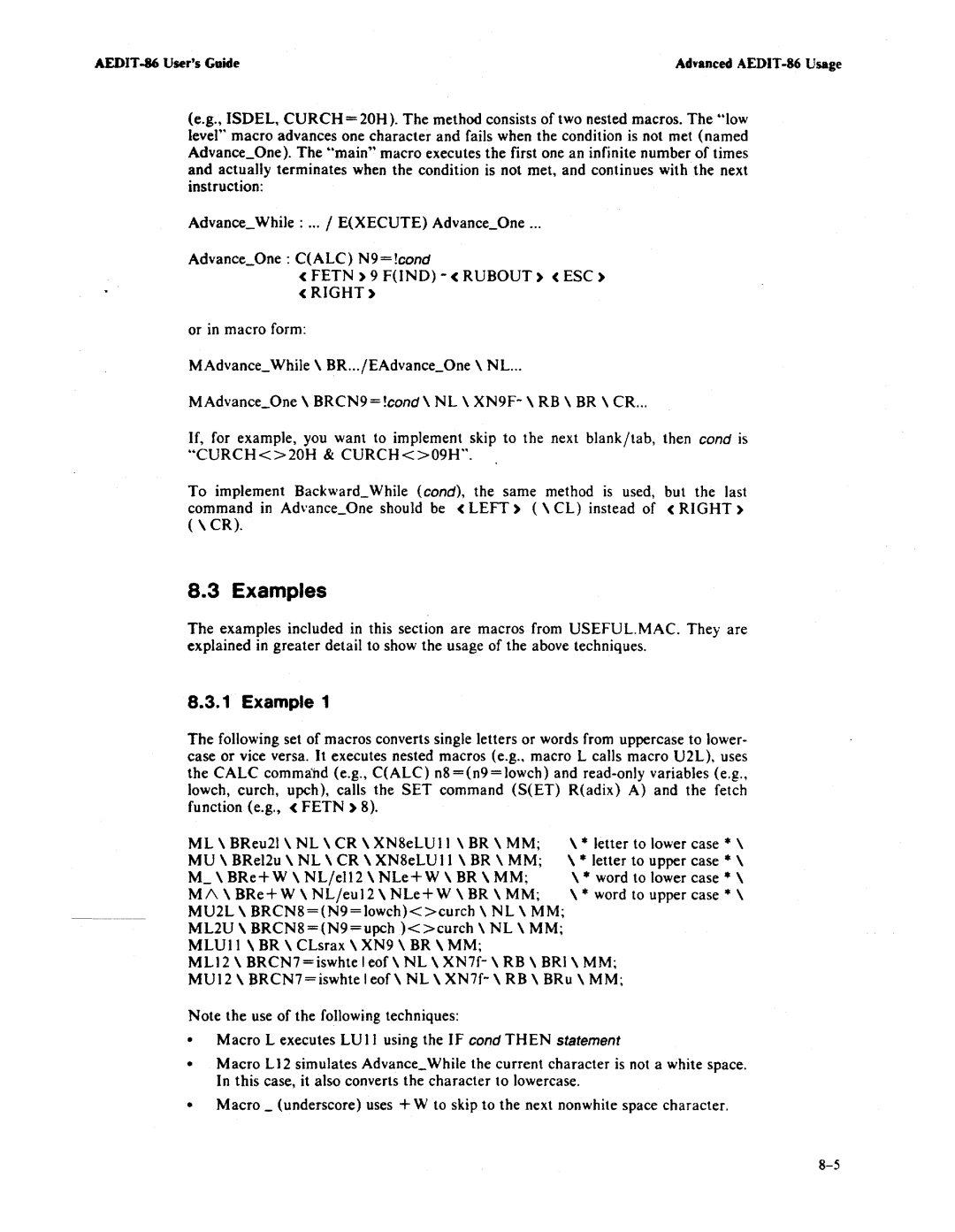 Intel AEDIT-86 manual Examples 