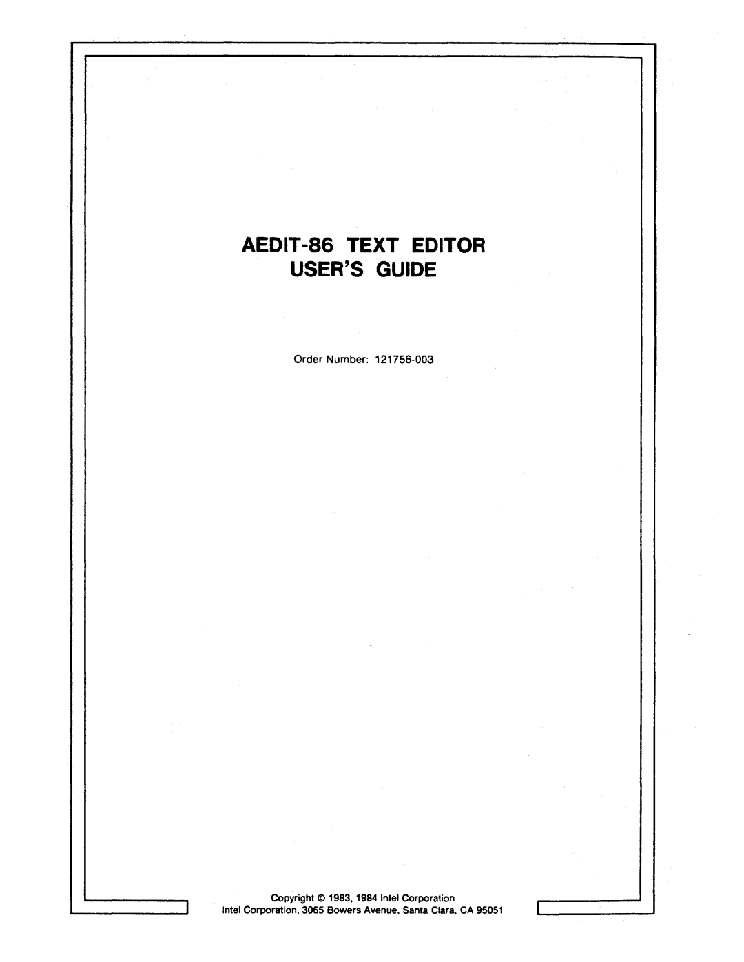 Intel manual AEDIT-86 Text Editor Users Guide 