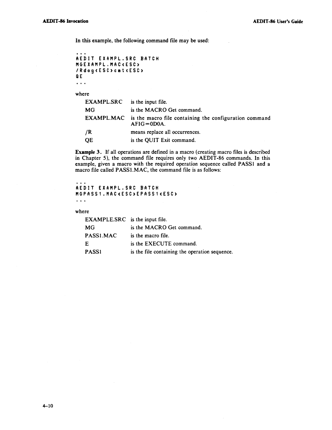 Intel AEDIT-86 manual Example.Src, Pass 