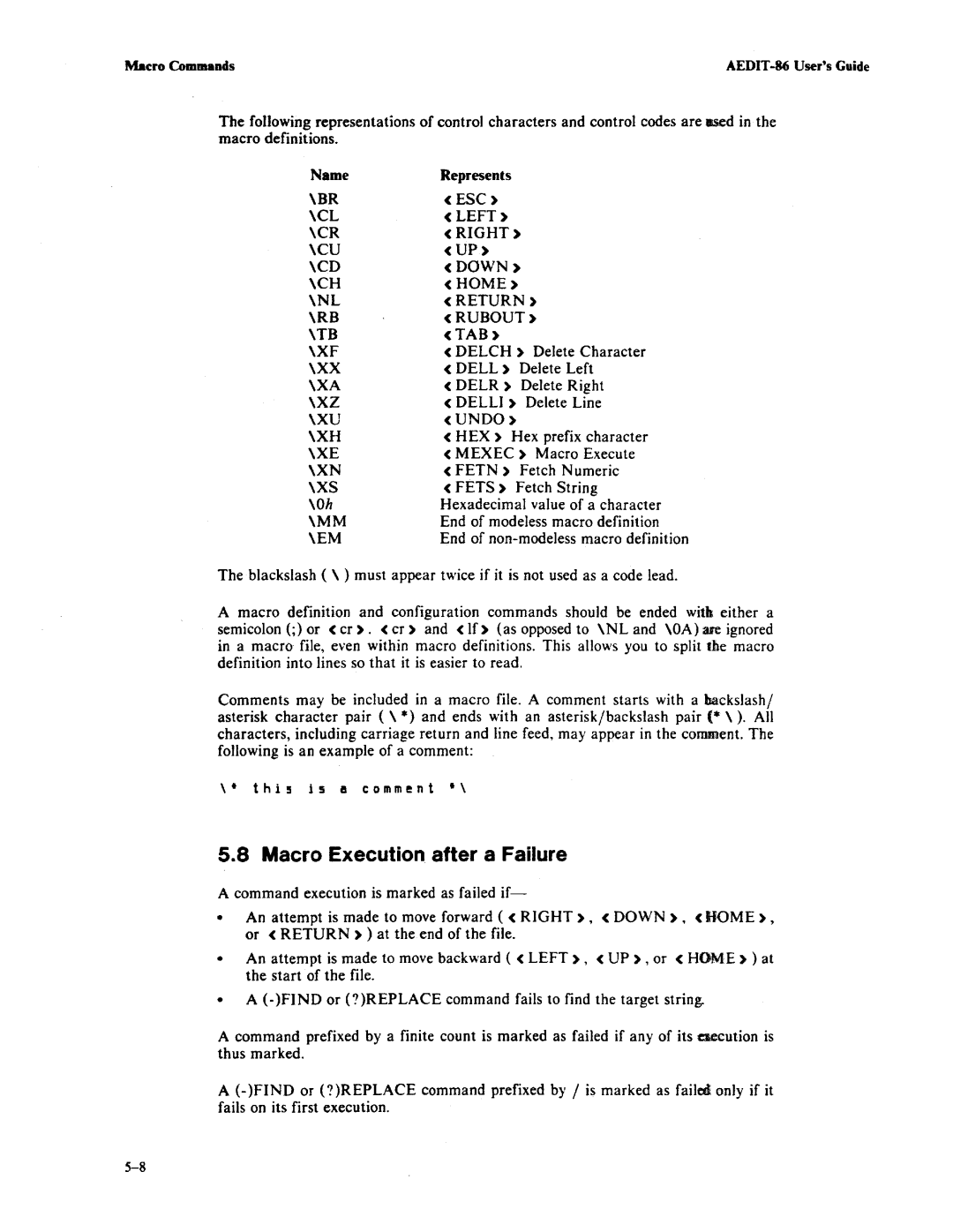 Intel AEDIT-86 manual This is B comment 