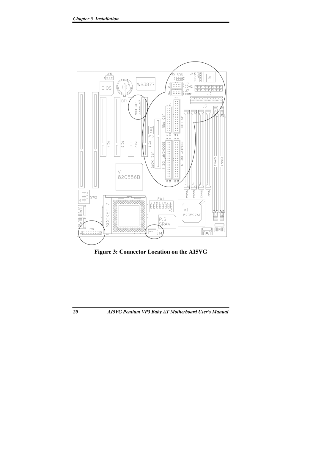 Intel user manual Connector Location on the AI5VG 