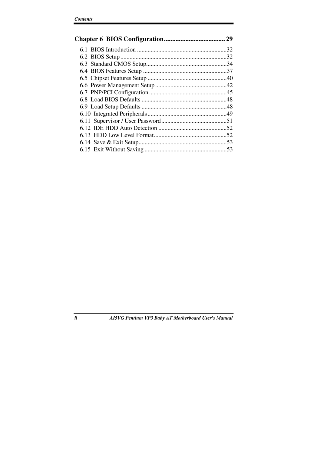 Intel AI5VG user manual Bios Configuration 