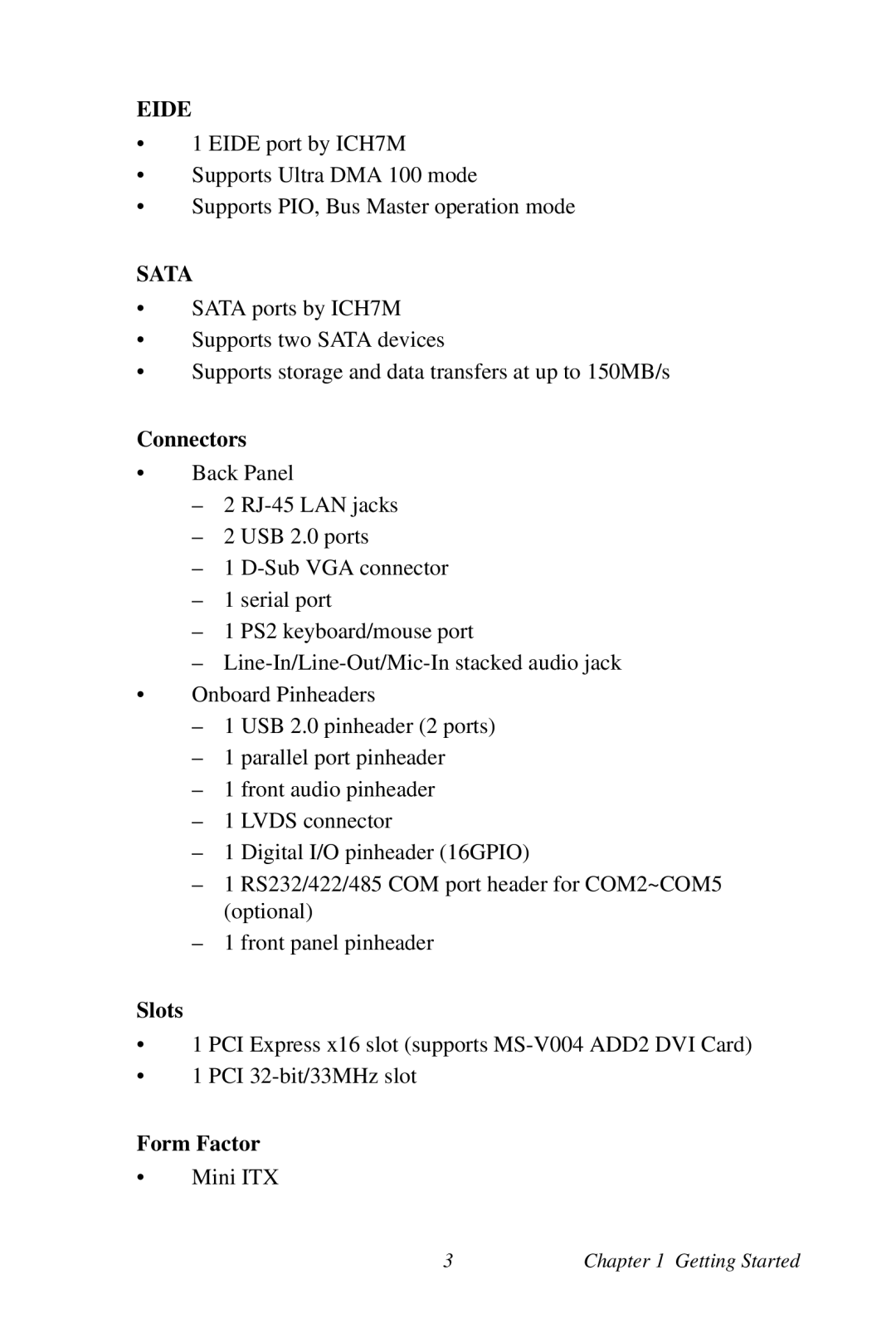 Intel AIMB-253 user manual Connectors, Slots, Form Factor 