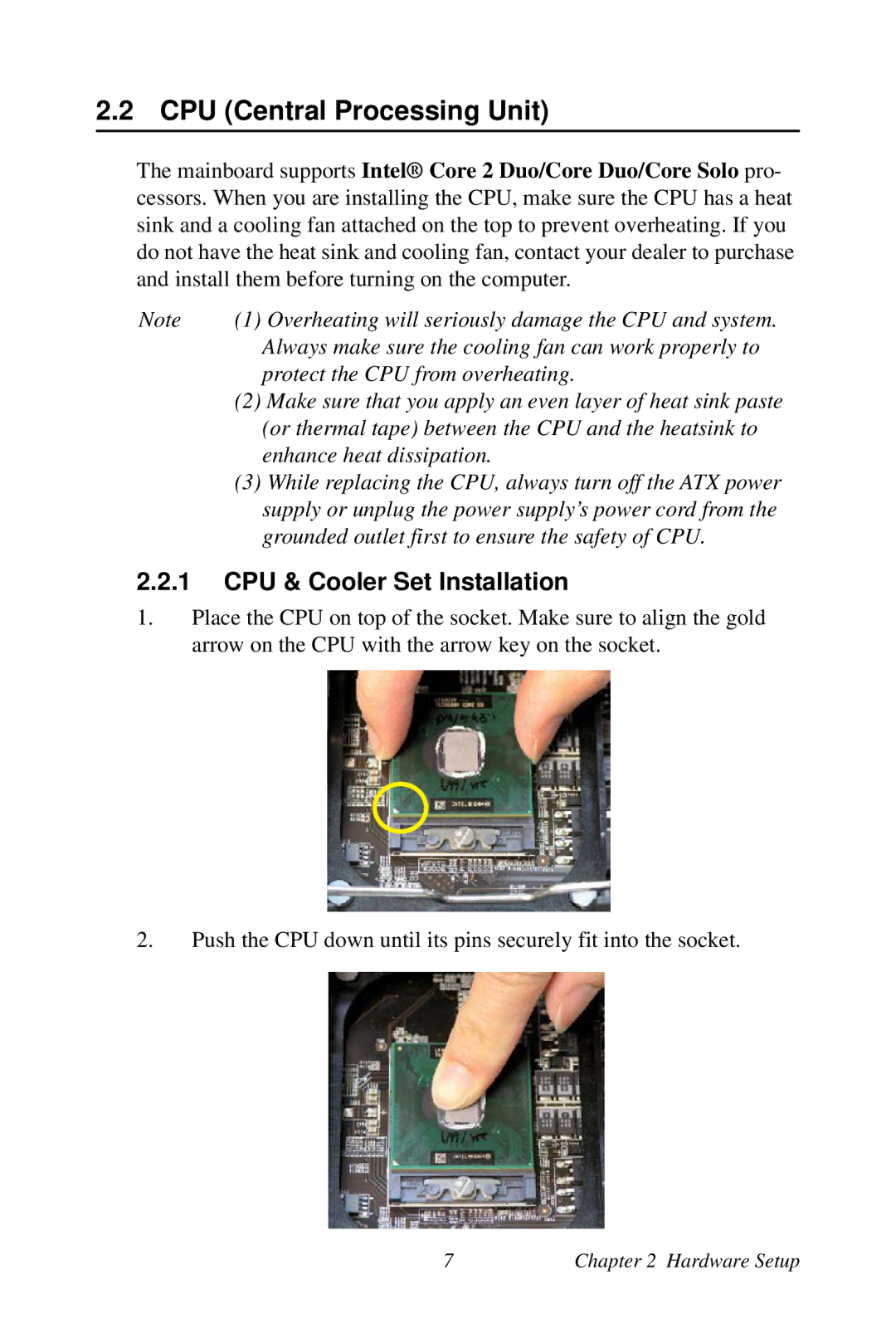 Intel AIMB-253 user manual CPU Central Processing Unit, CPU & Cooler Set Installation 