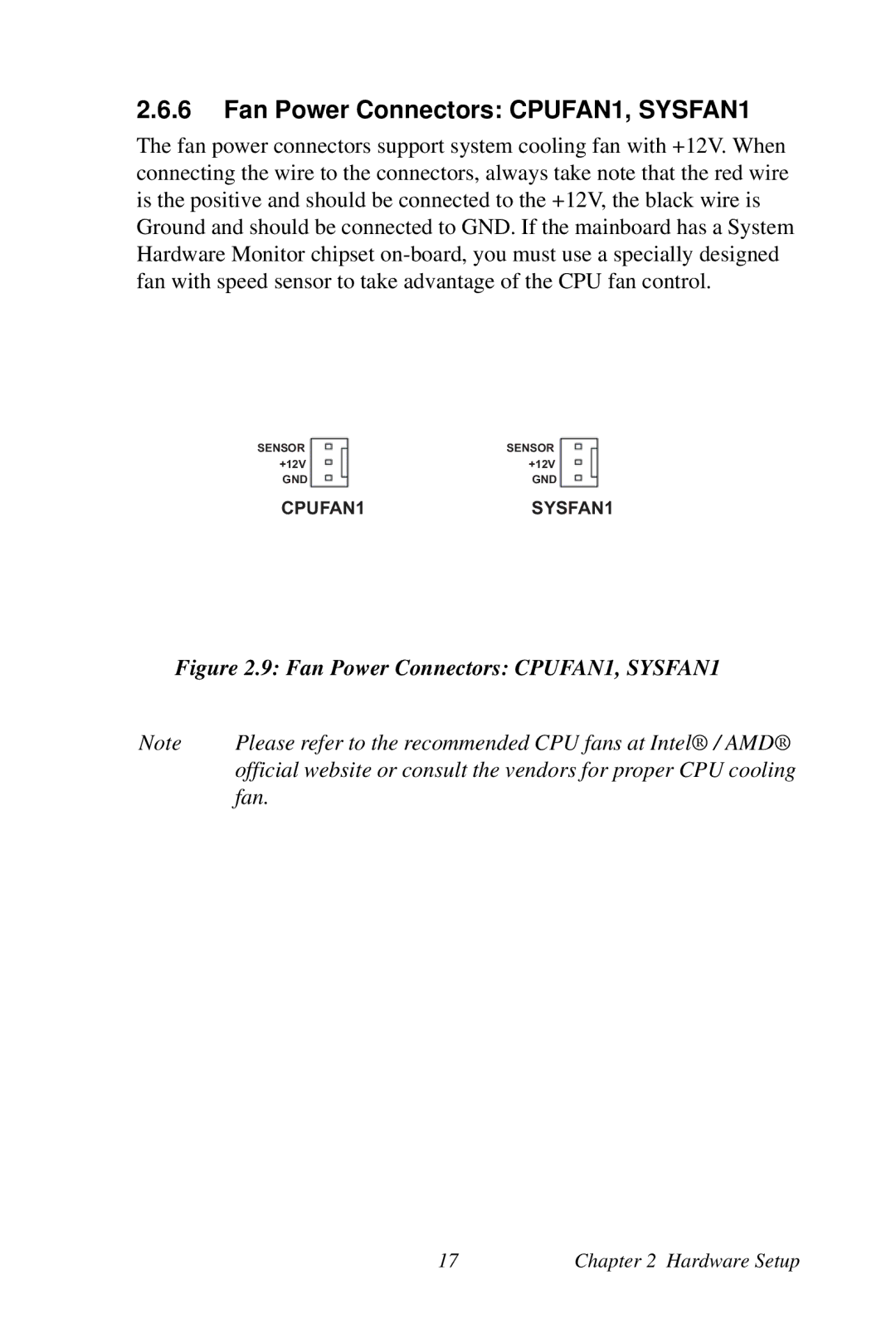 Intel AIMB-253 user manual Fan Power Connectors CPUFAN1, SYSFAN1 