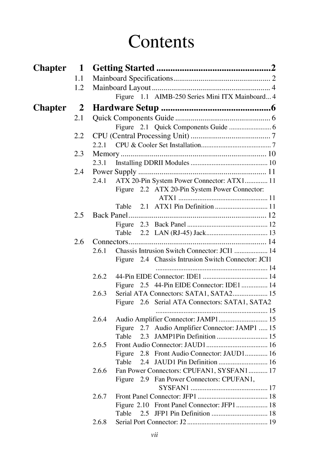 Intel AIMB-253 user manual Contents 