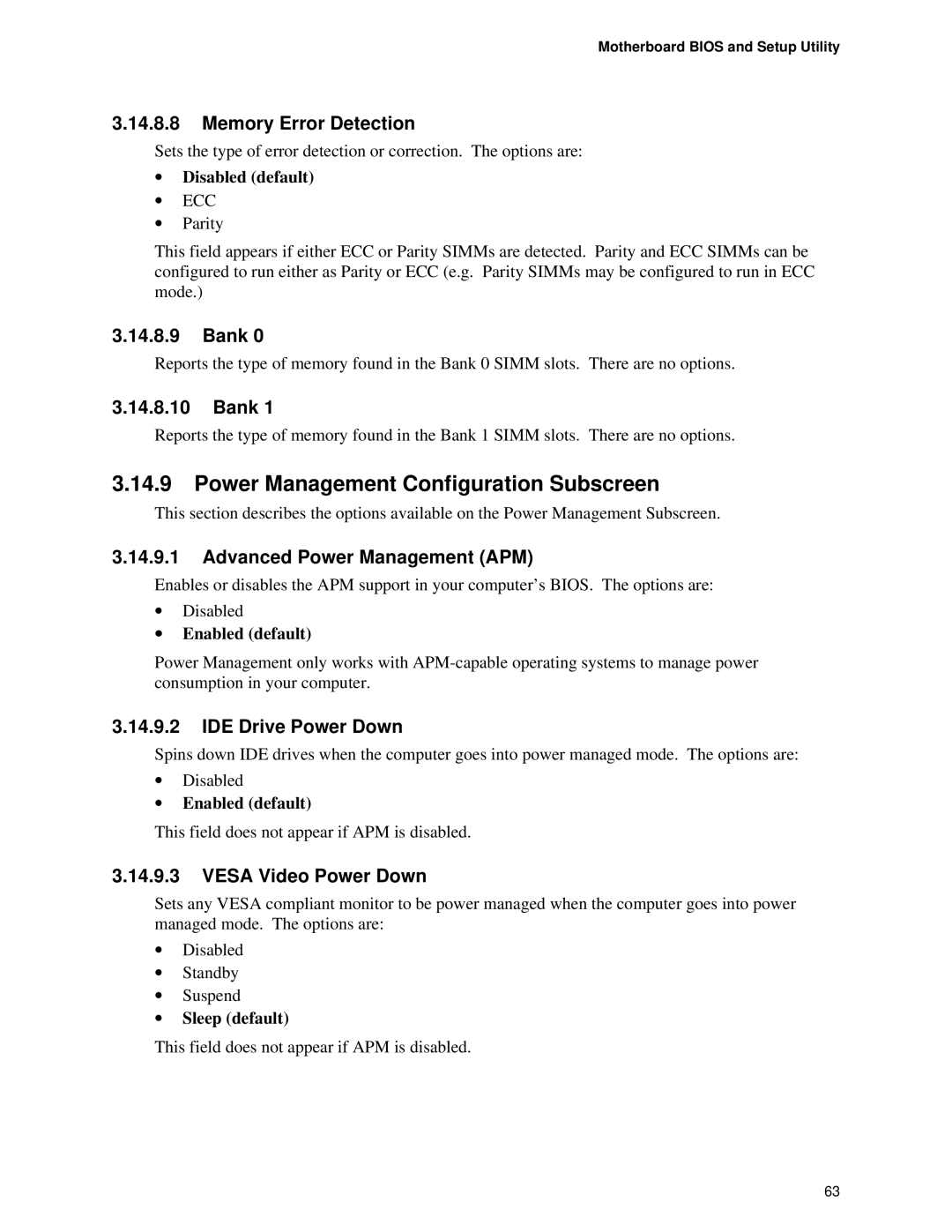 Intel AP440FX specifications Power Management Configuration Subscreen 