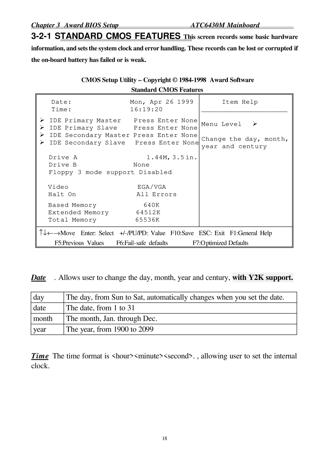 Intel ATC6430M appendix ↓←→Move Enter Select +/-/PU/PD Value 