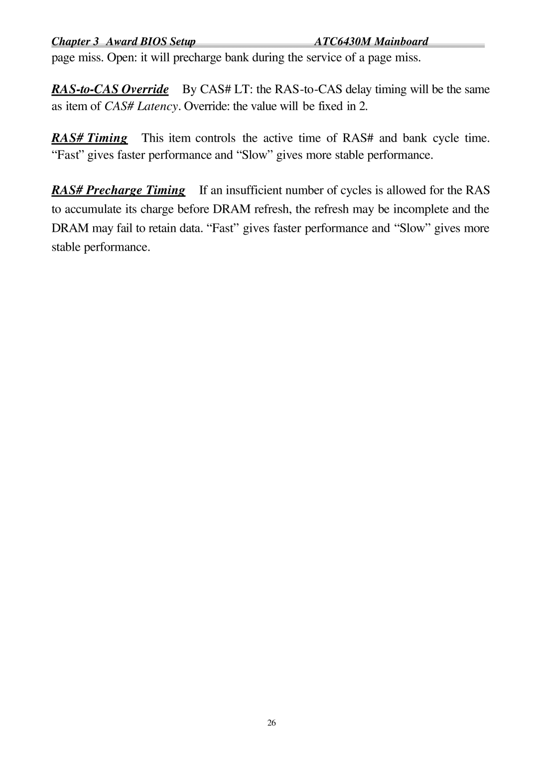 Intel appendix Award Bios Setup ATC6430M Mainboard 