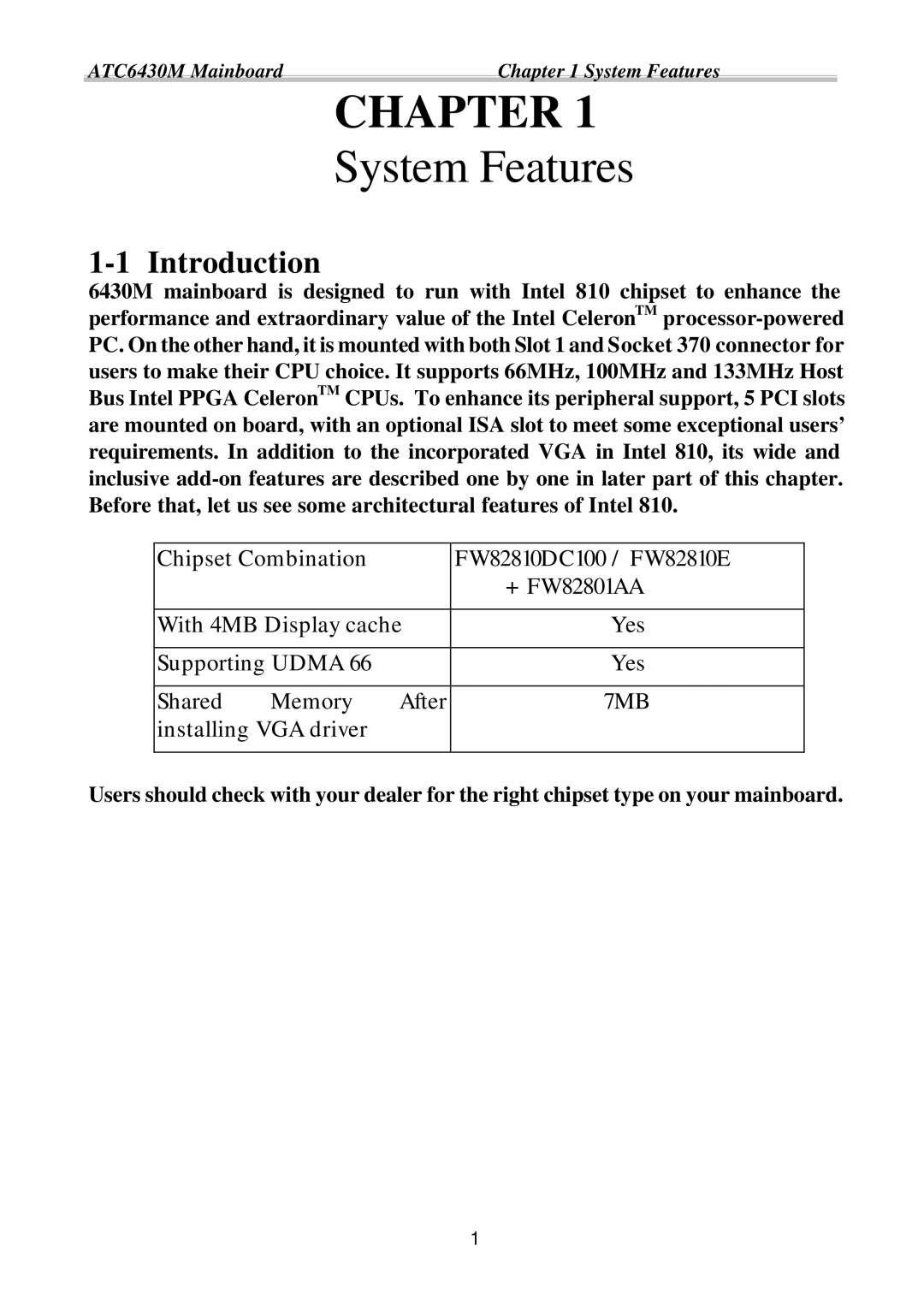 Intel ATC6430M appendix Chapter 