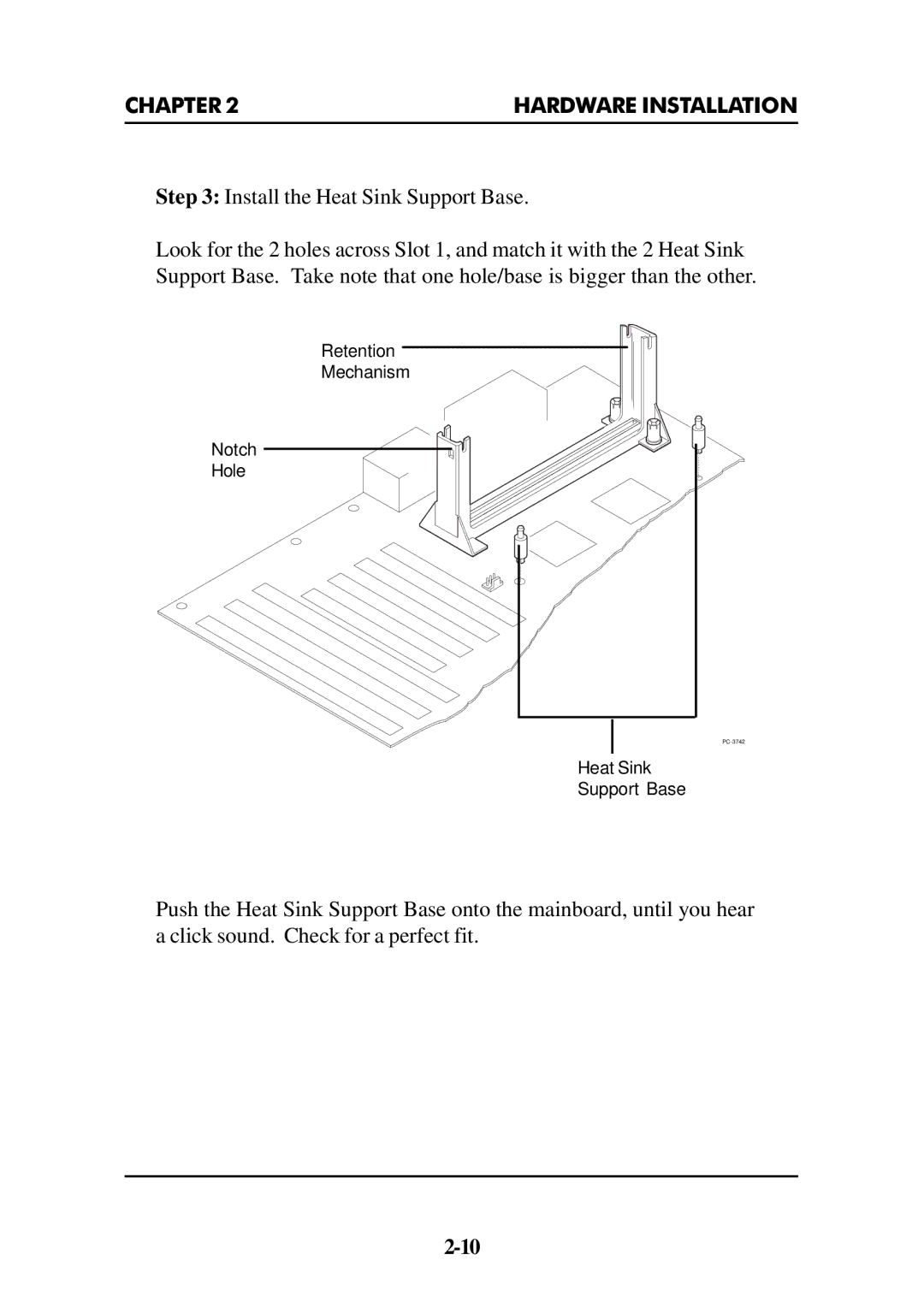 Intel ATX BX2 manual Retention Mechanism Notch Hole 