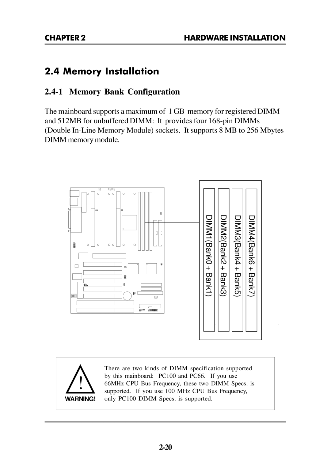 Intel ATX BX2 manual Memory Installation, Memory Bank Configuration 