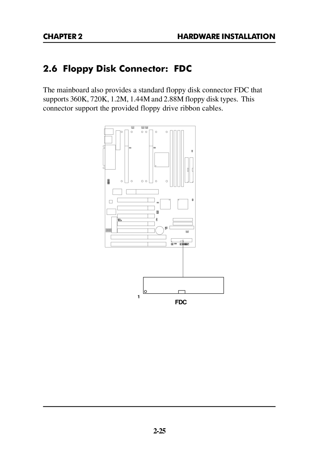 Intel ATX BX2 manual Floppy Disk Connector FDC 