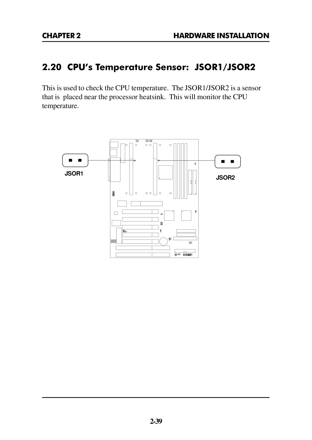 Intel ATX BX2 manual 20 CPU’s Temperature Sensor JSOR1/JSOR2 