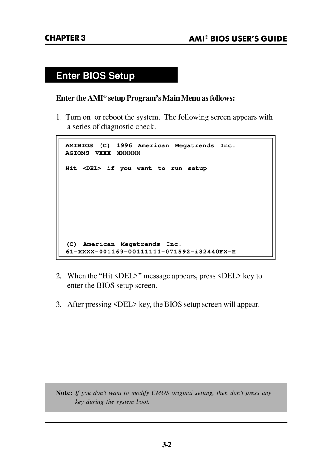 Intel ATX BX2 manual Enter Bios Setup 