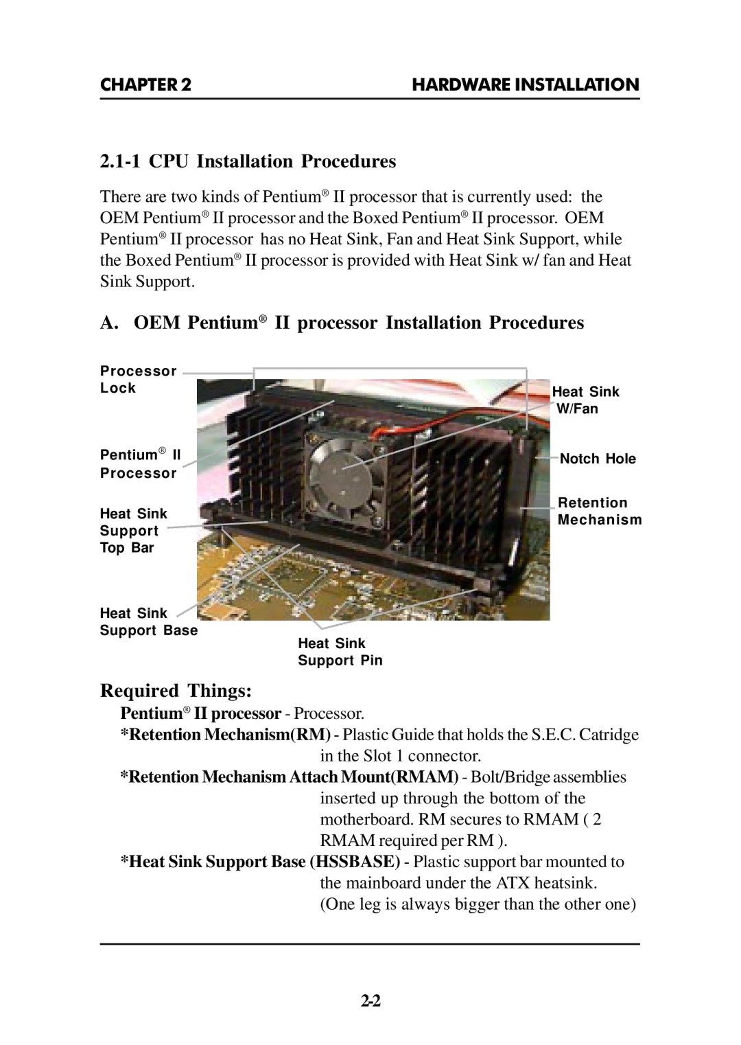 Intel ATX BX2 manual CPU Installation Procedures, OEM Pentium II processor Installation Procedures, Required Things 