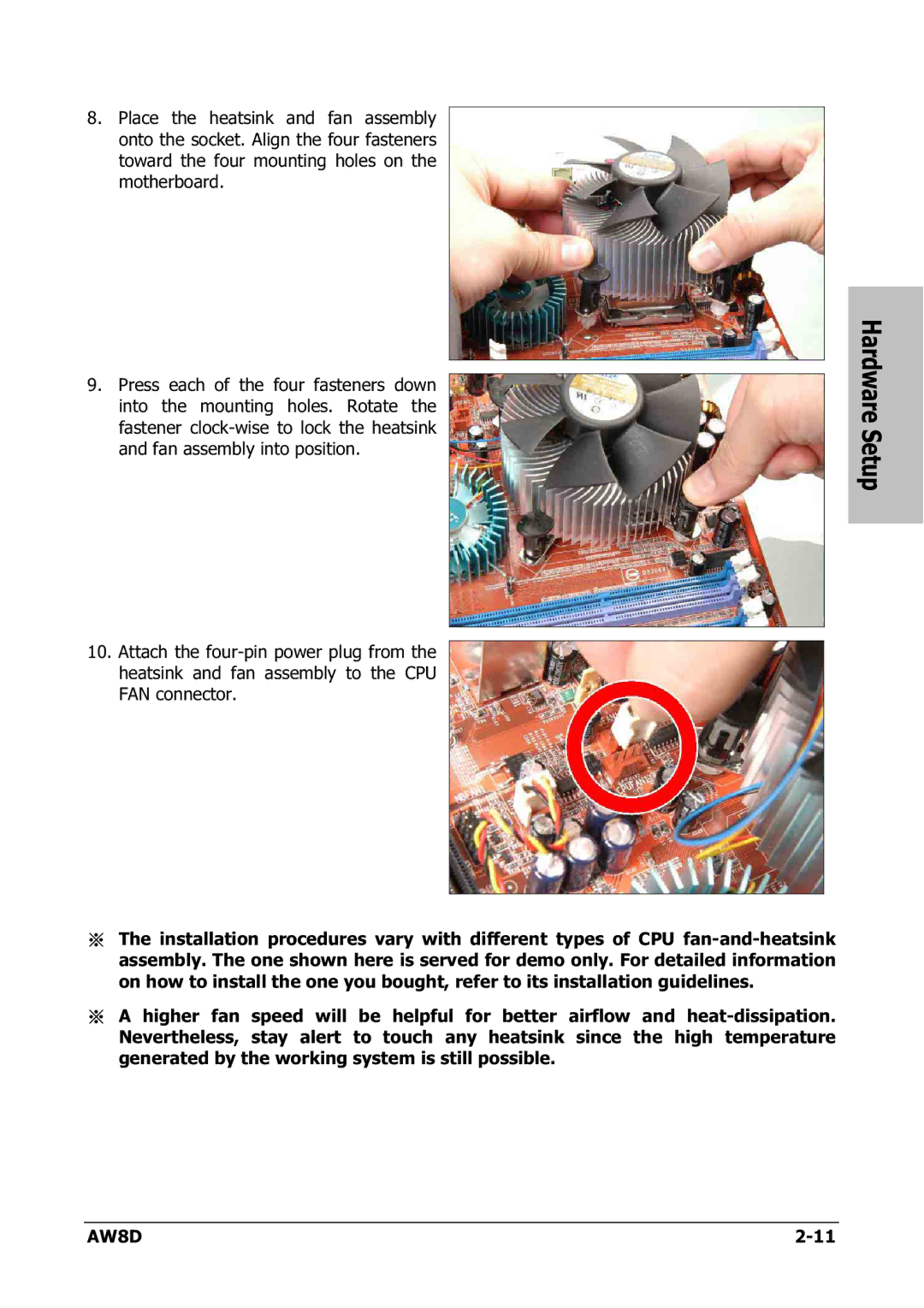 Intel AW8D user manual Hardware Setup 