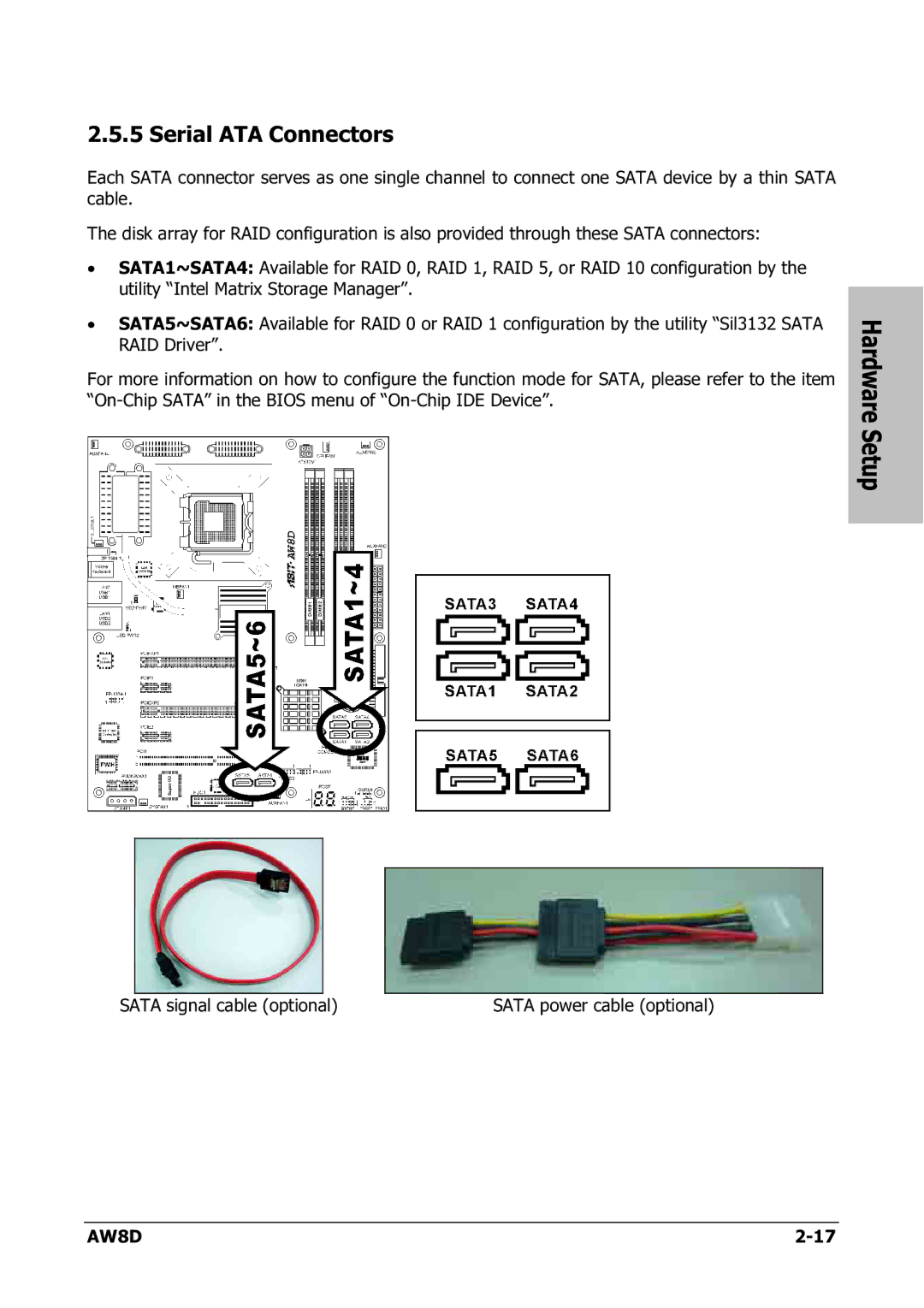 Intel AW8D user manual Serial ATA Connectors 