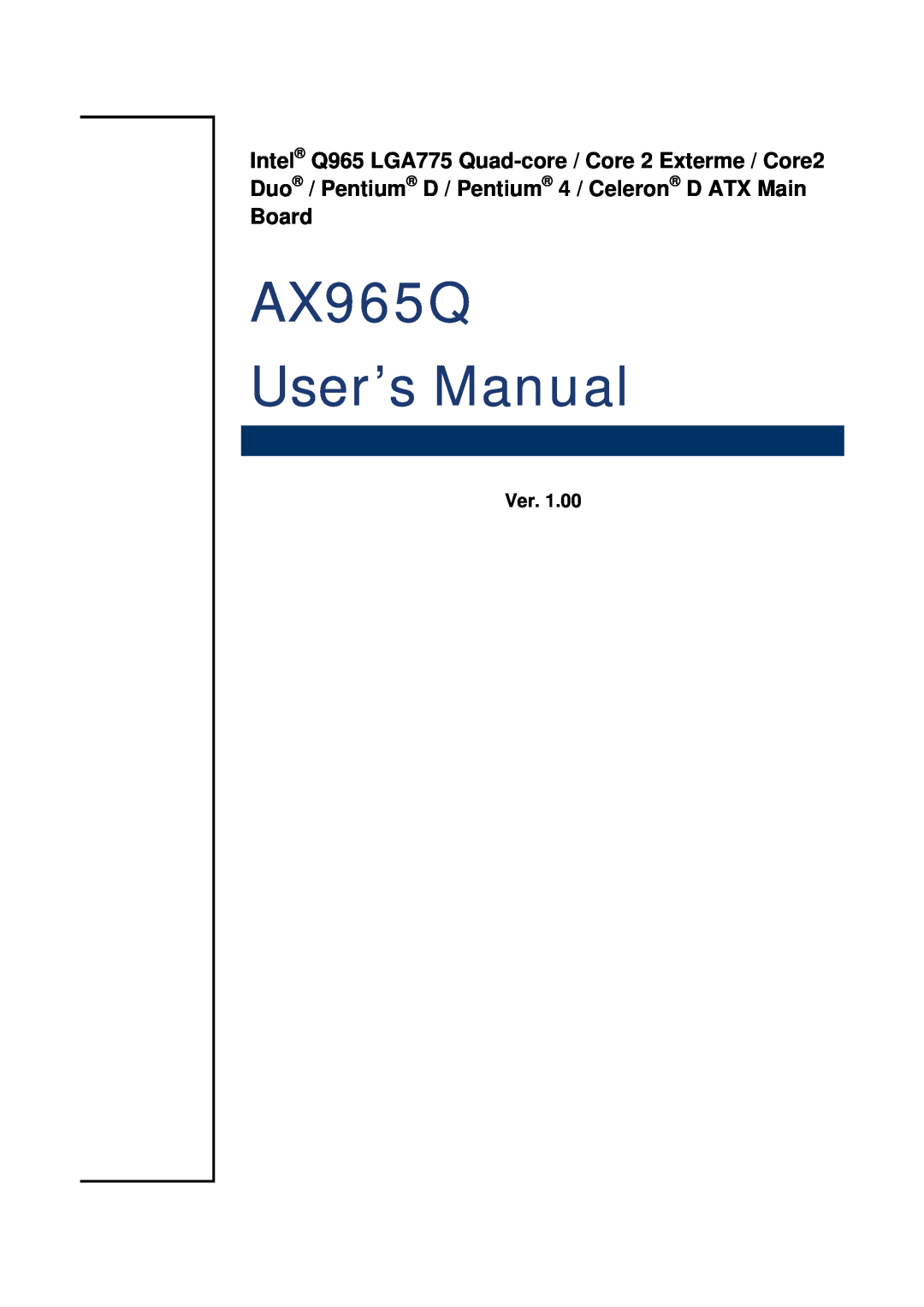 Intel user manual AX965Q User’s Manual 