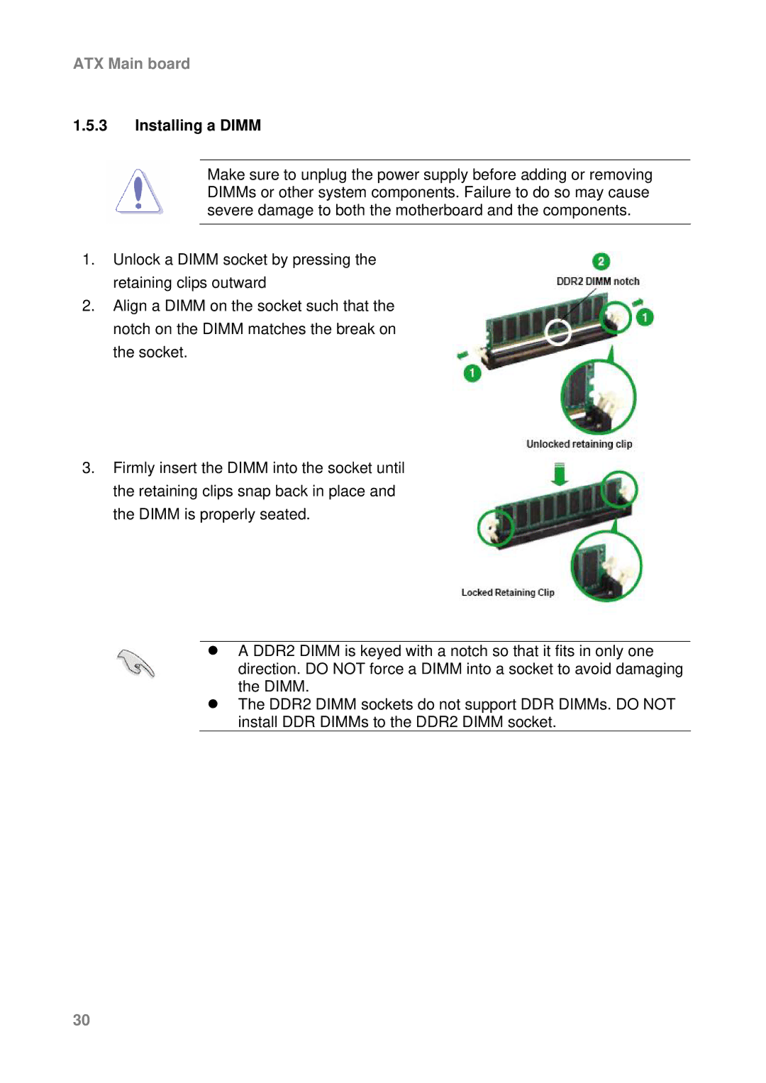 Intel AX965Q user manual Installing a Dimm 