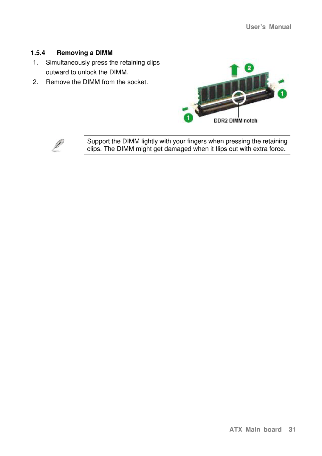 Intel AX965Q user manual Removing a Dimm 