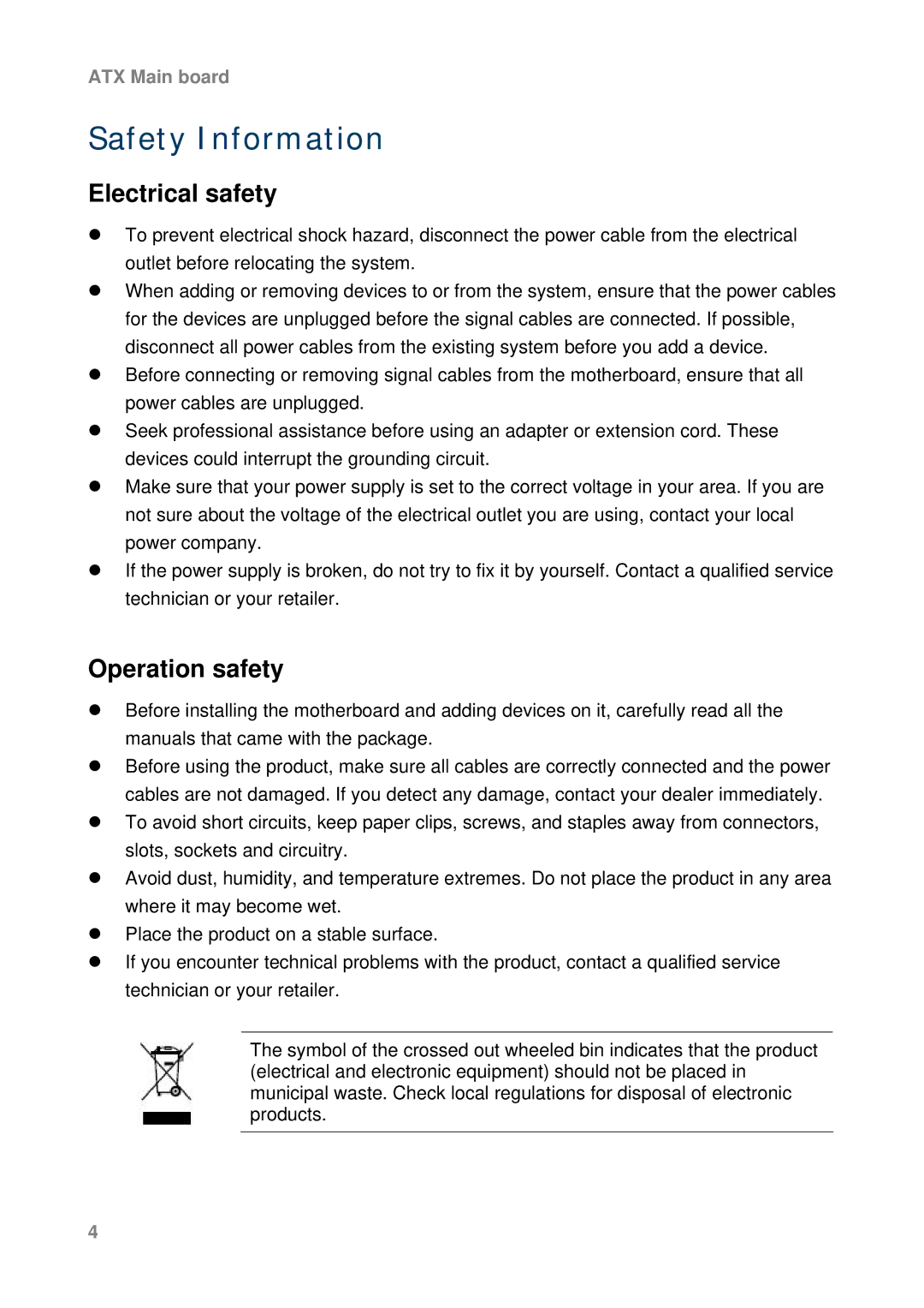 Intel AX965Q user manual Safety Information 