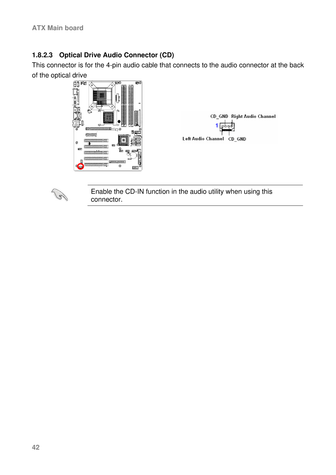 Intel AX965Q user manual Optical Drive Audio Connector CD 