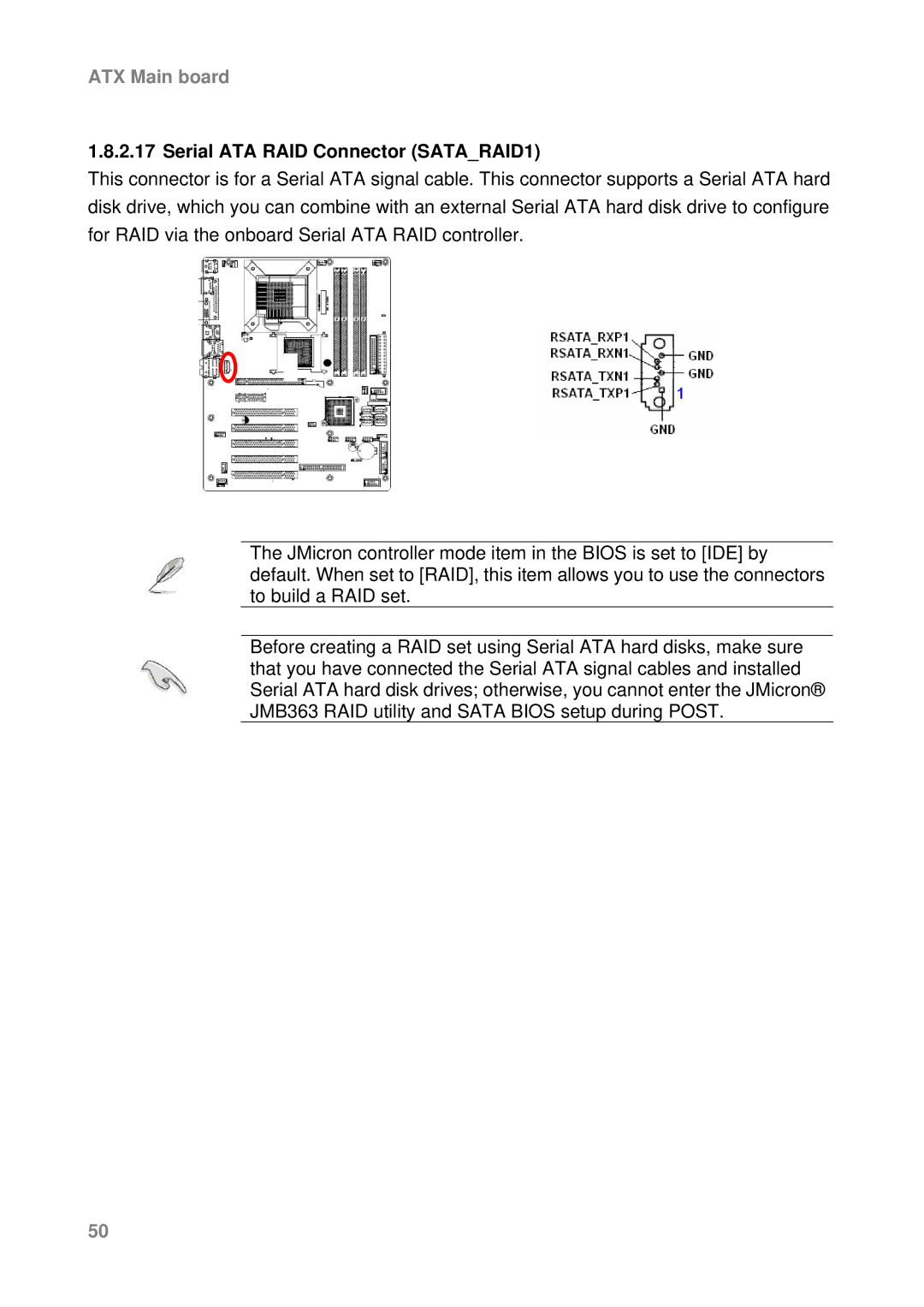 Intel AX965Q user manual Serial ATA RAID Connector SATARAID1 