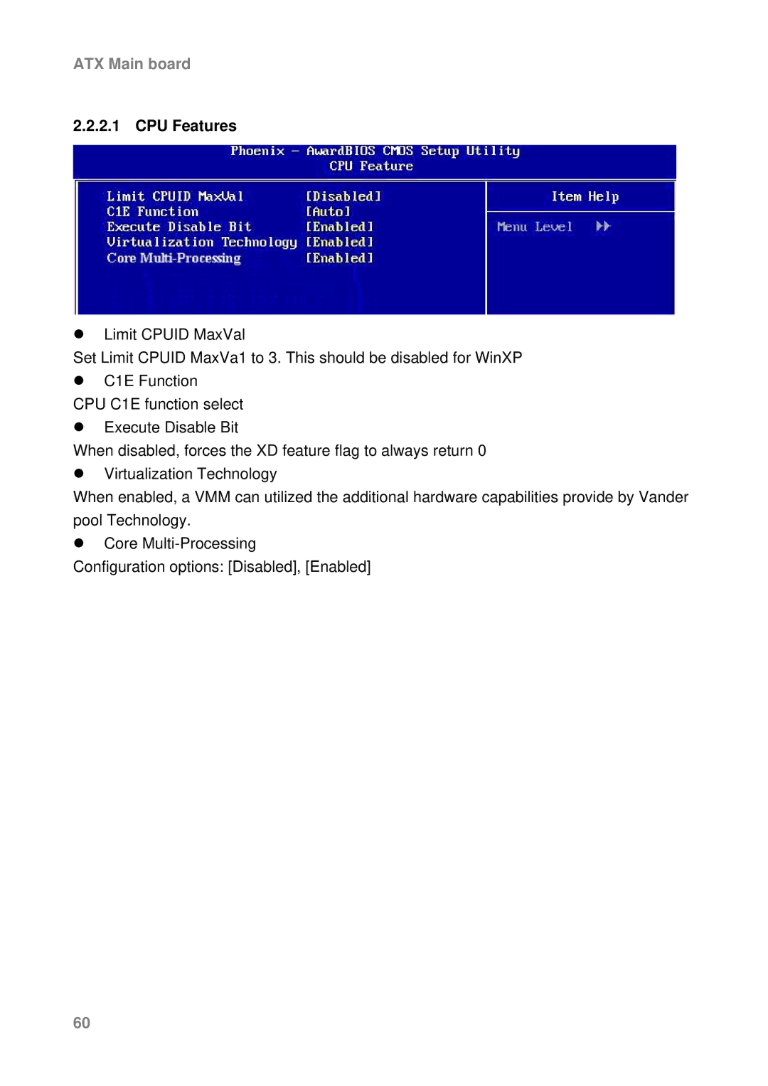 Intel AX965Q user manual CPU Features 