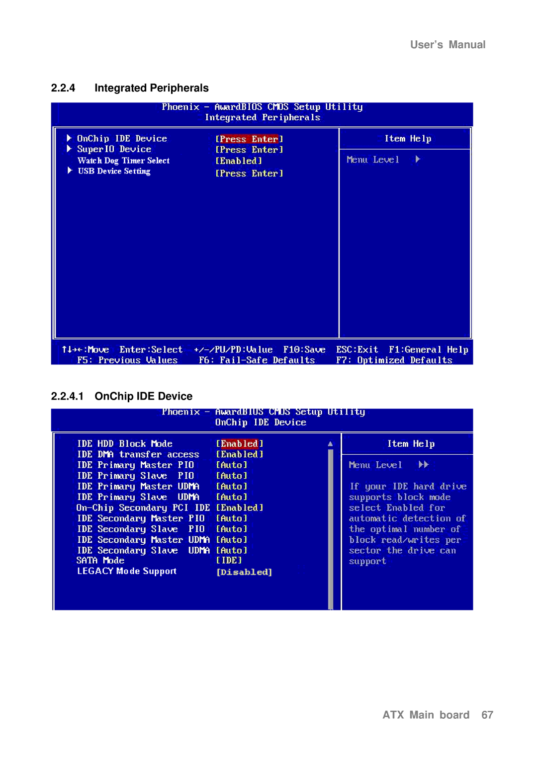 Intel AX965Q user manual Integrated Peripherals OnChip IDE Device 