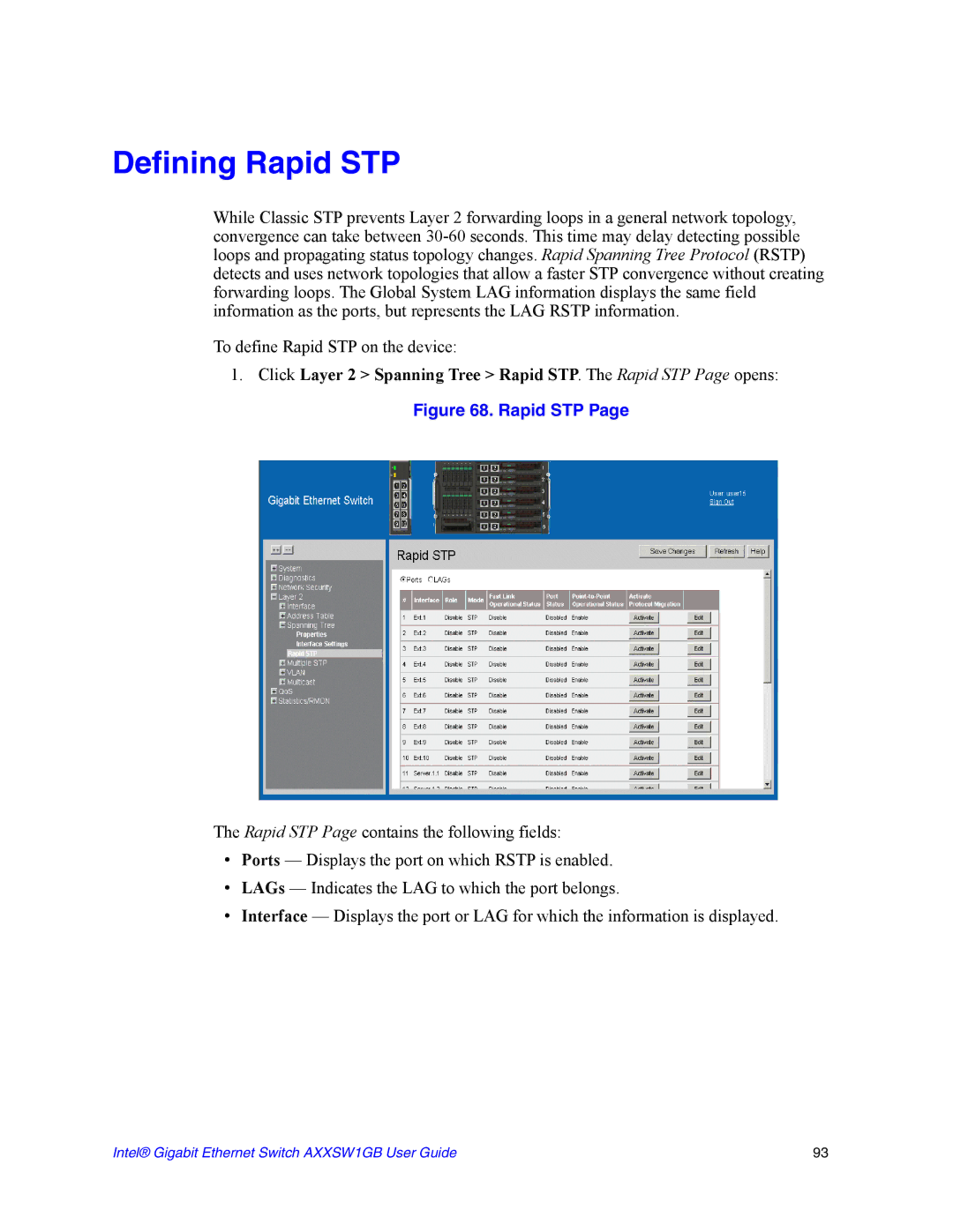 Intel AXXSW1GB manual Defining Rapid STP 