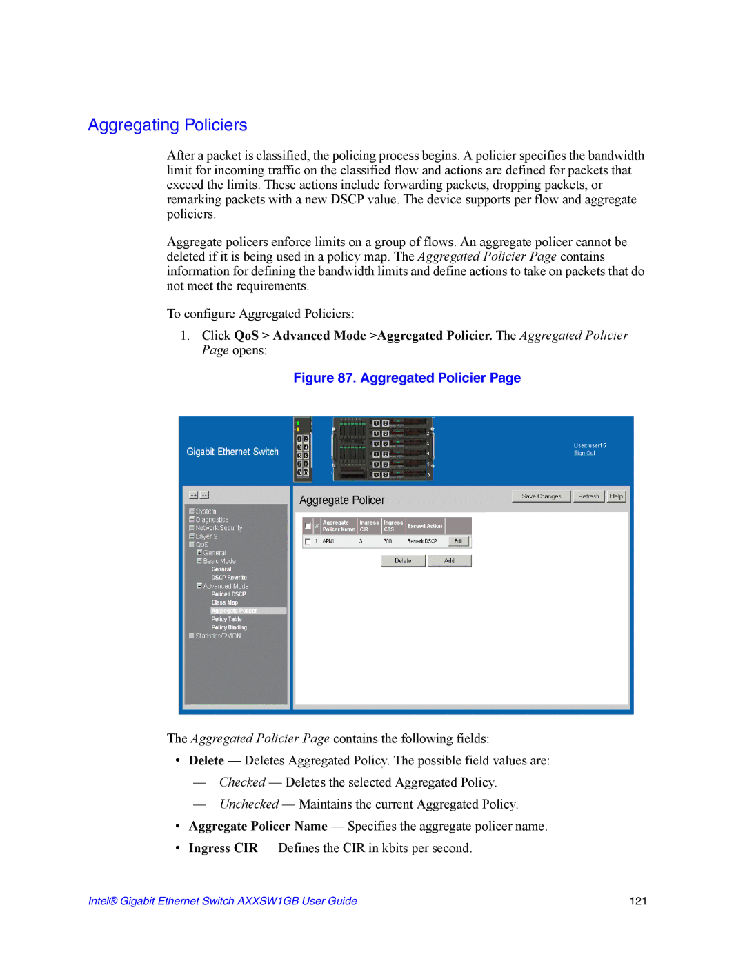 Intel AXXSW1GB manual Aggregating Policiers 