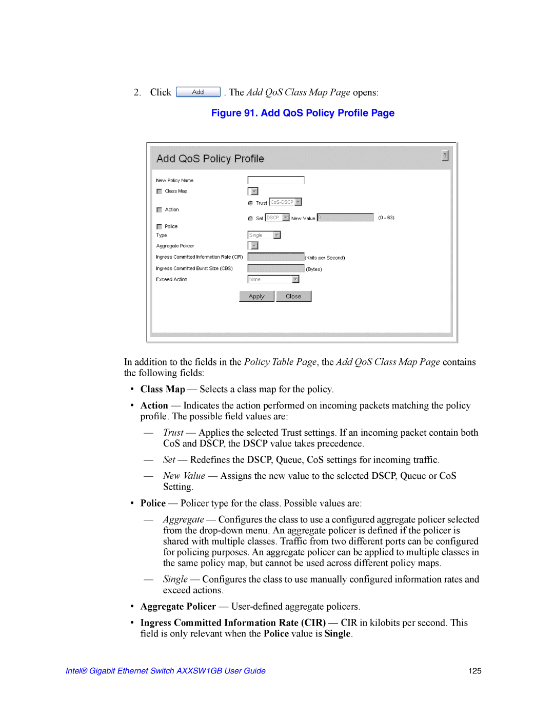 Intel AXXSW1GB manual 125 