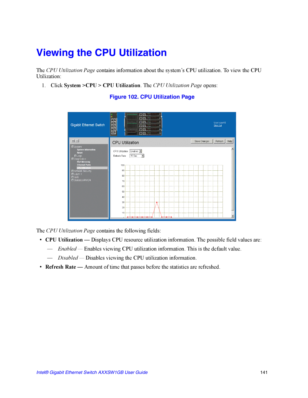 Intel AXXSW1GB manual Viewing the CPU Utilization 