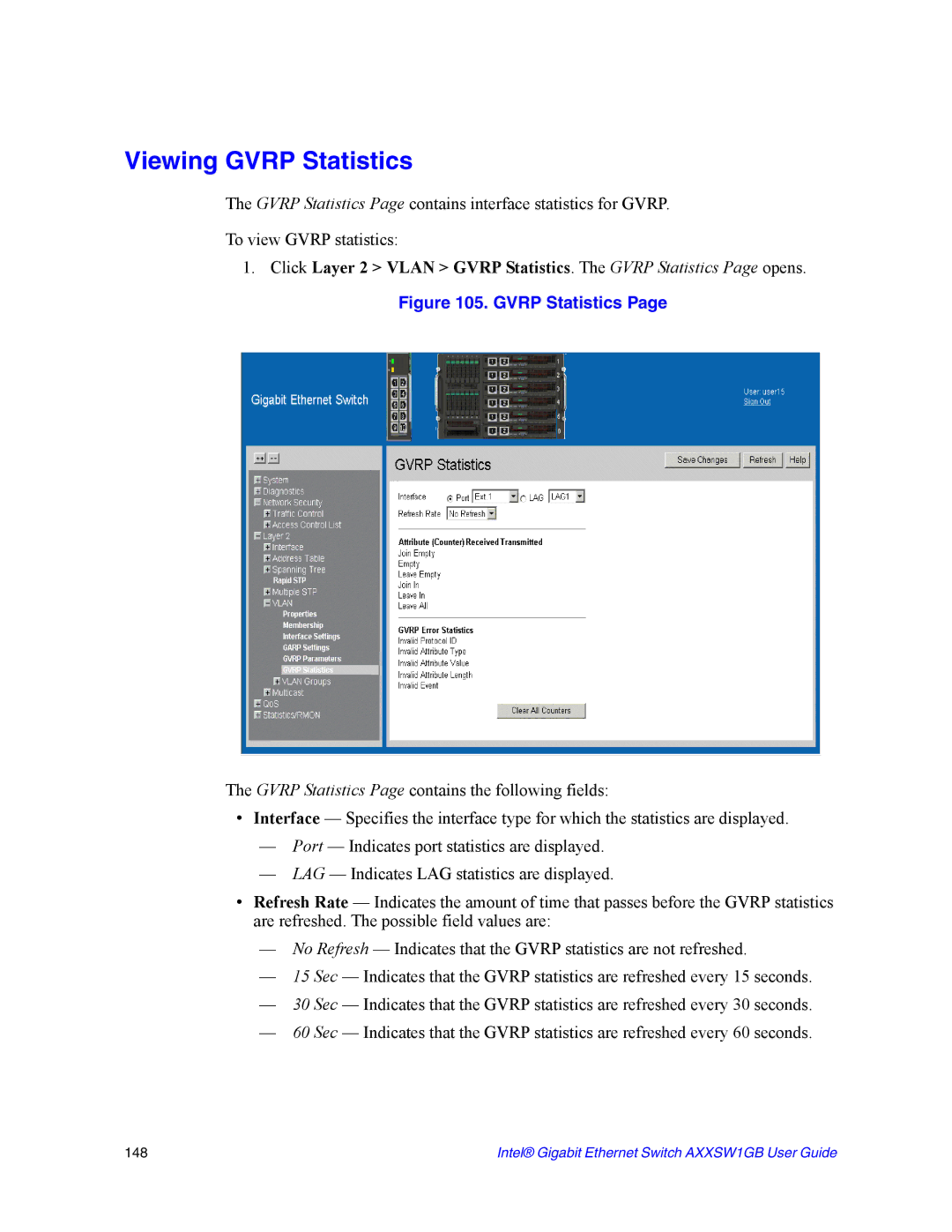 Intel AXXSW1GB manual Viewing Gvrp Statistics 