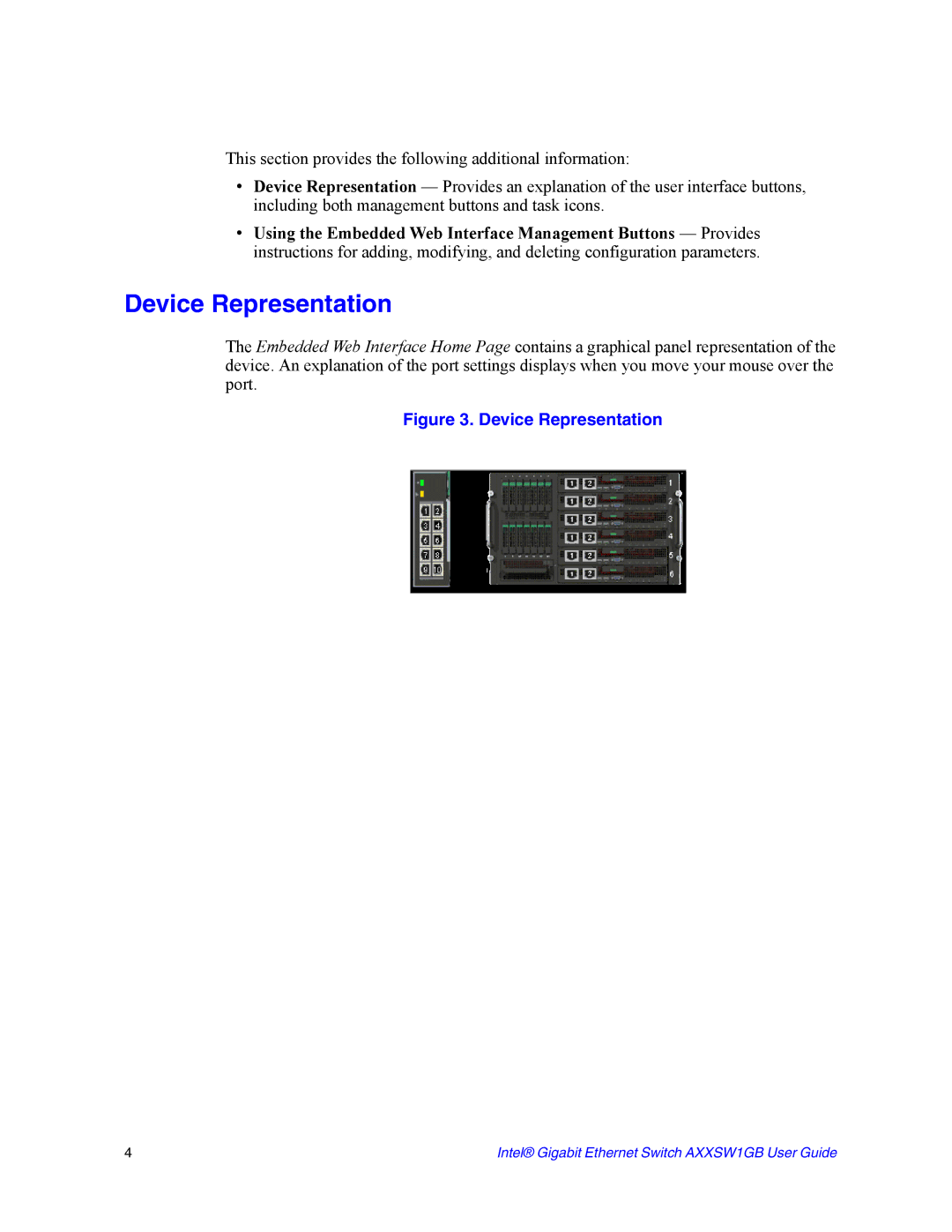 Intel AXXSW1GB manual Device Representation 