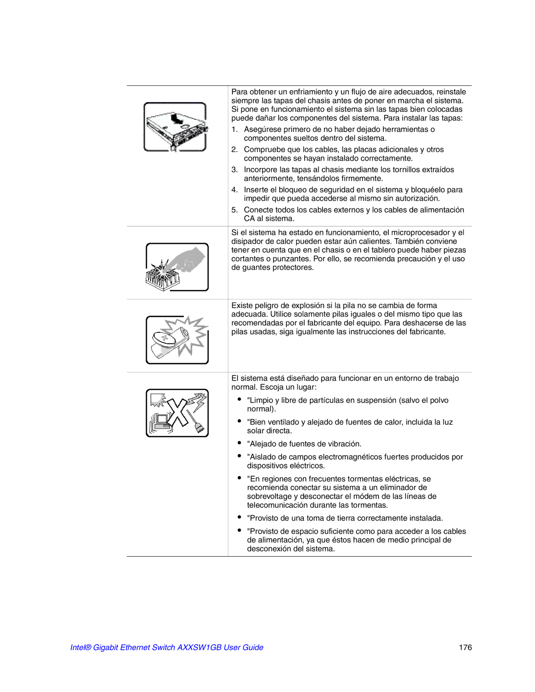 Intel manual Intel Gigabit Ethernet Switch AXXSW1GB User Guide 176 