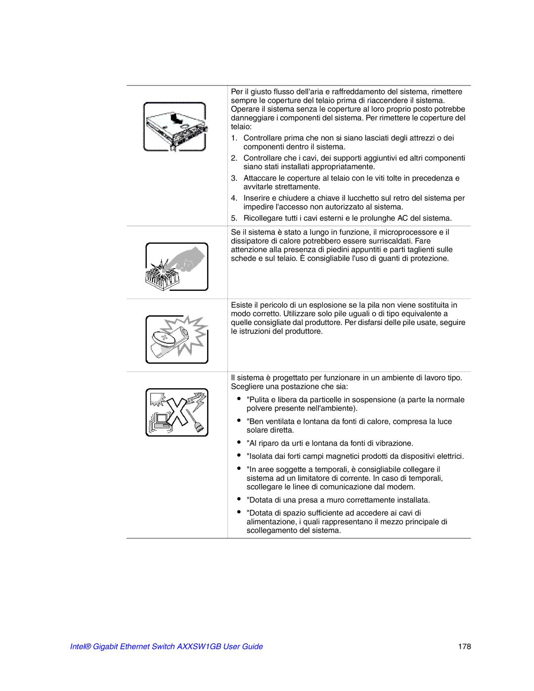 Intel manual Intel Gigabit Ethernet Switch AXXSW1GB User Guide 178 