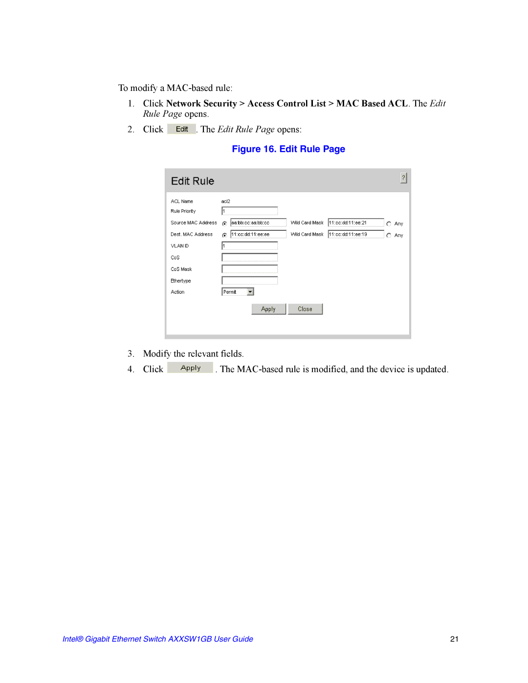 Intel AXXSW1GB manual Edit Rule 