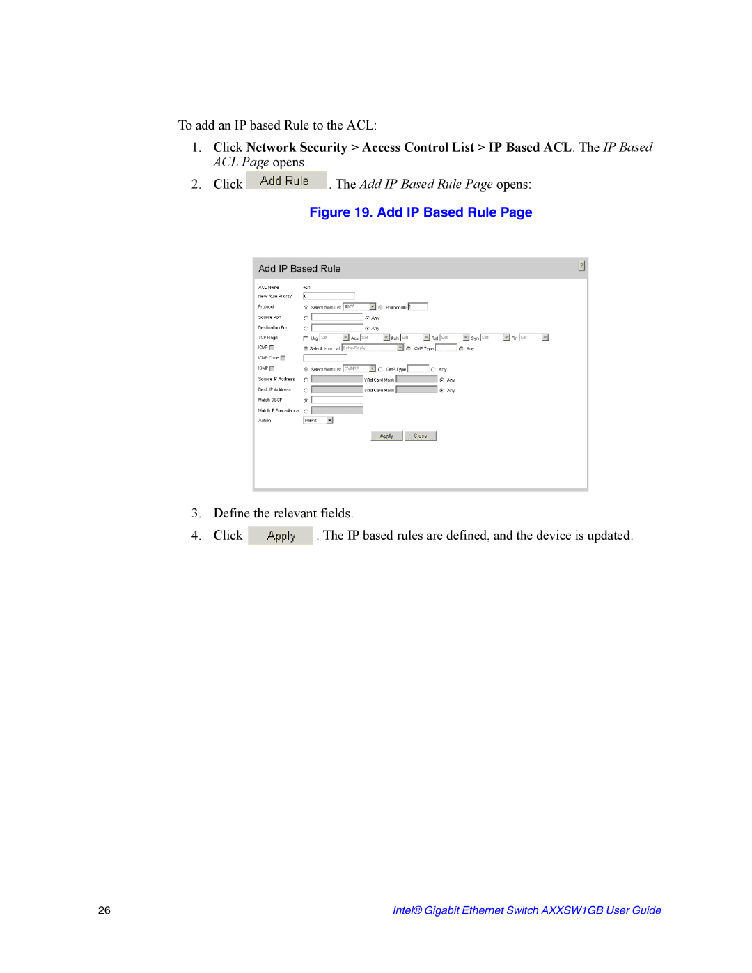 Intel AXXSW1GB manual Add IP Based Rule 