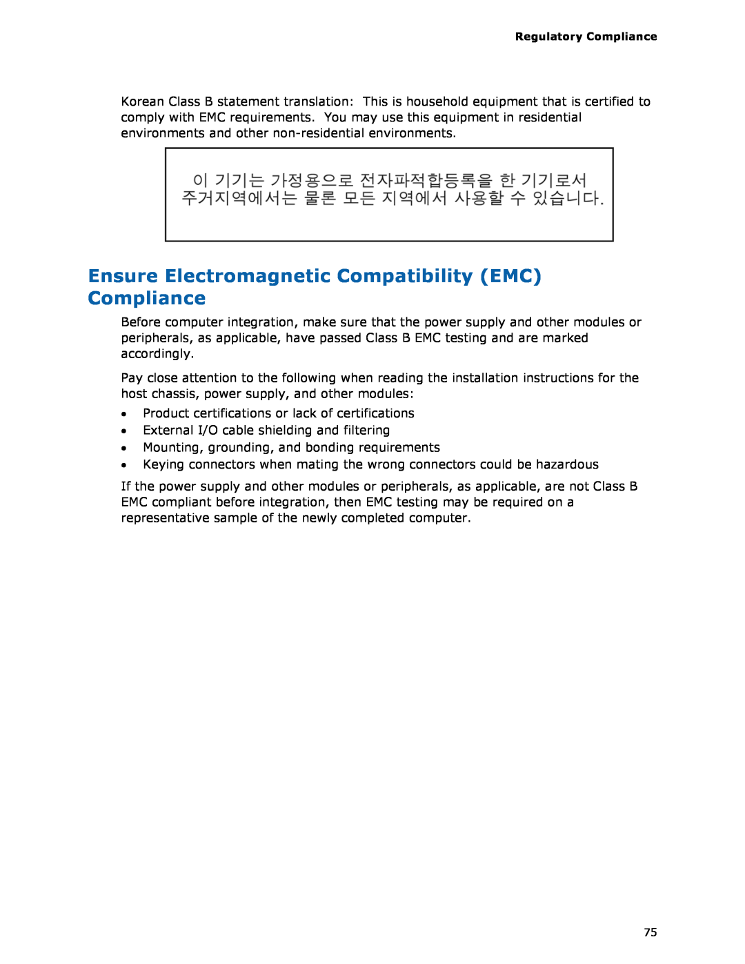 Intel BLKDH57JG manual Ensure Electromagnetic Compatibility EMC Compliance 
