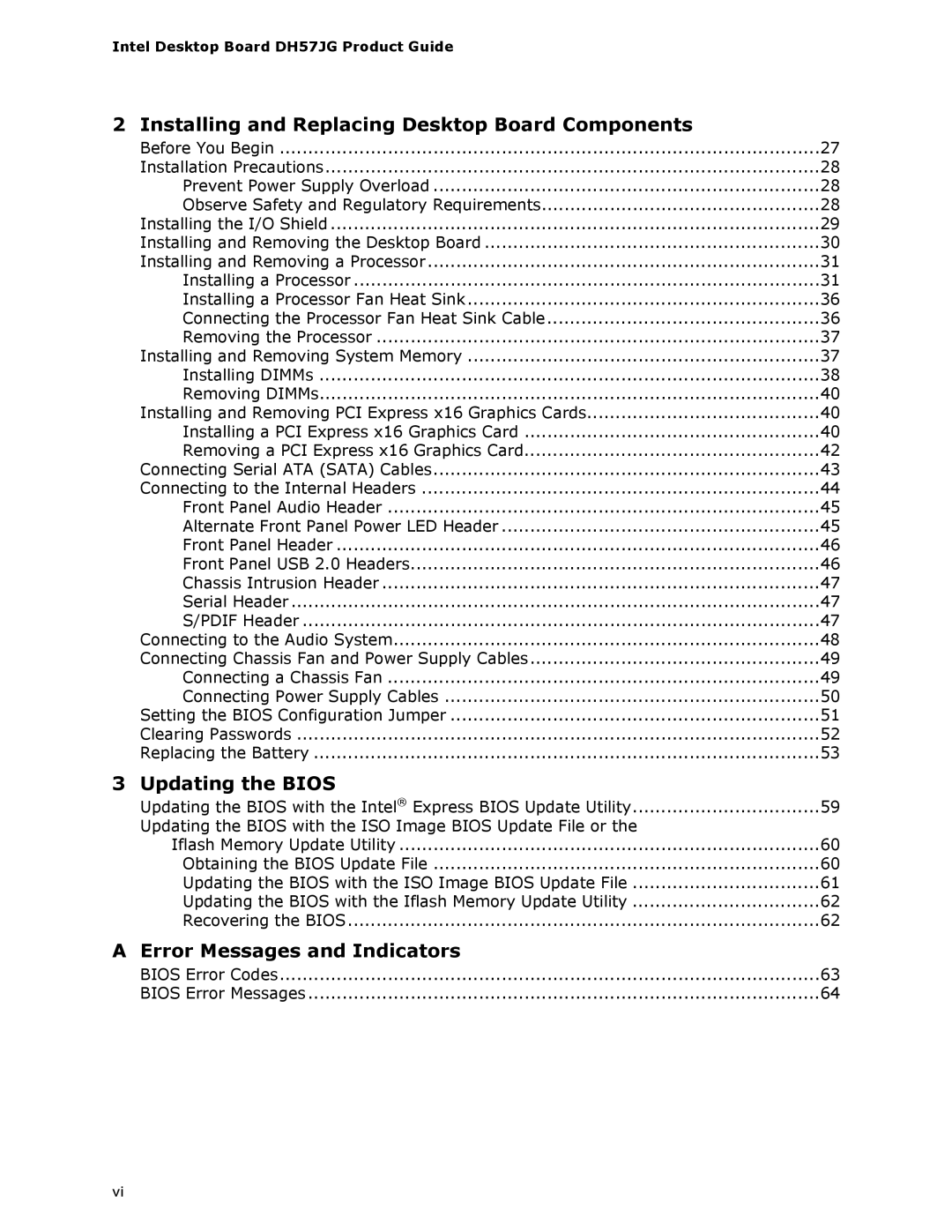 Intel BLKDH57JG manual Error Messages and Indicators 