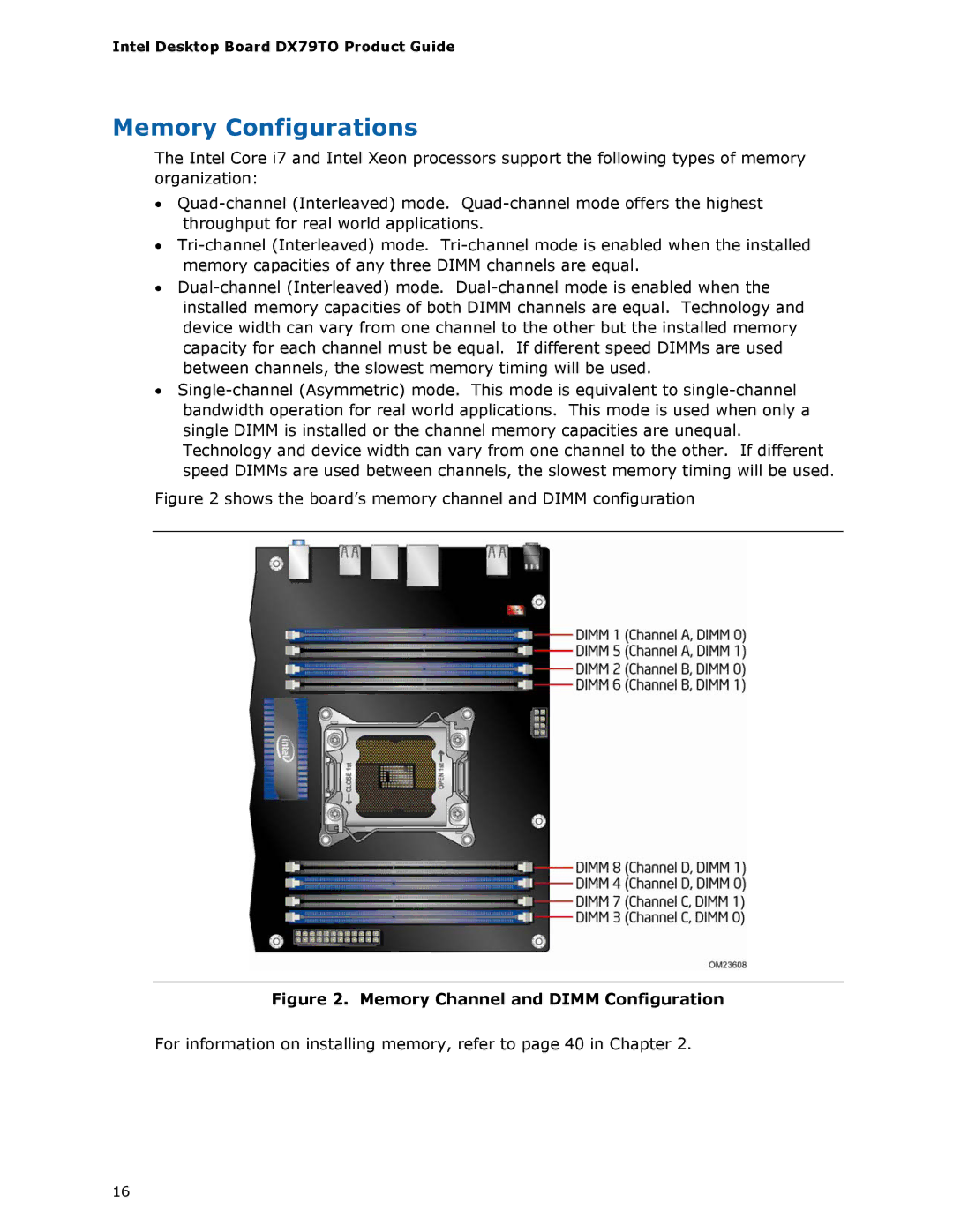 Intel BLKDX79TO manual Memory Configurations, Memory Channel and Dimm Configuration 