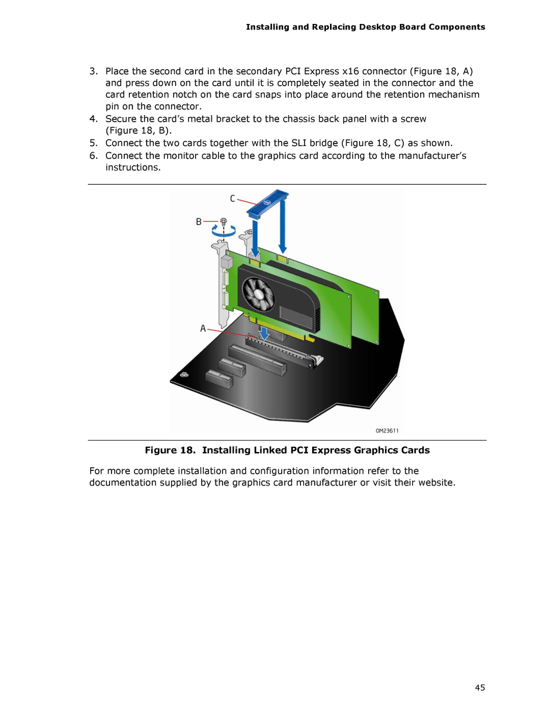 Intel BLKDX79TO manual Installing Linked PCI Express Graphics Cards 