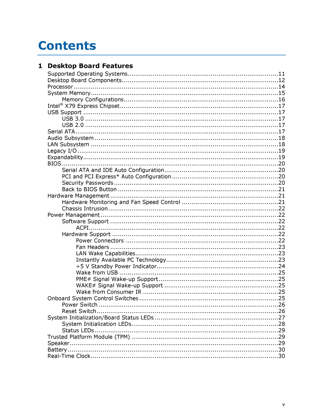 Intel BLKDX79TO manual Contents 