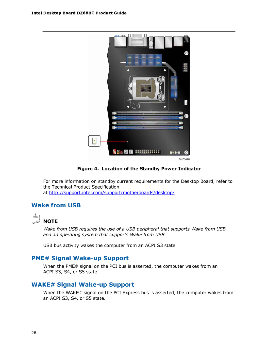 Intel BLKDZ68BC manual Wake from USB 