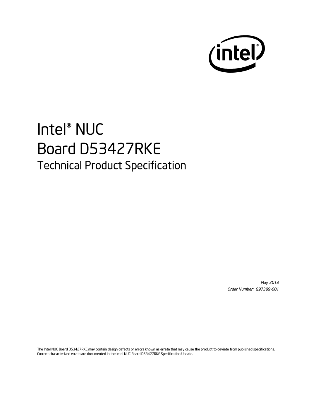 Intel BOXDC53427HYE specifications Intel NUC Board D53427RKE 