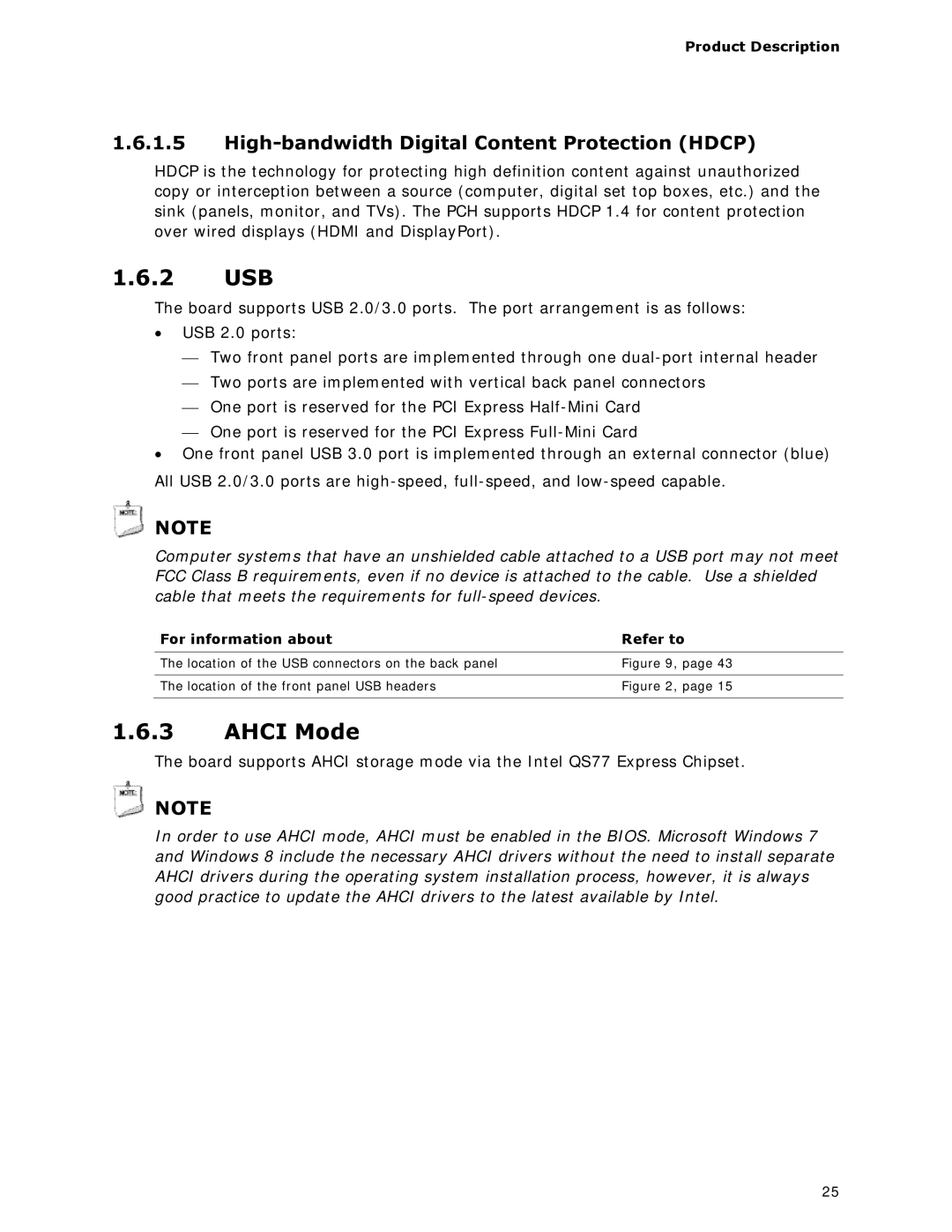 Intel BOXDC53427HYE specifications 2 USB, Ahci Mode 