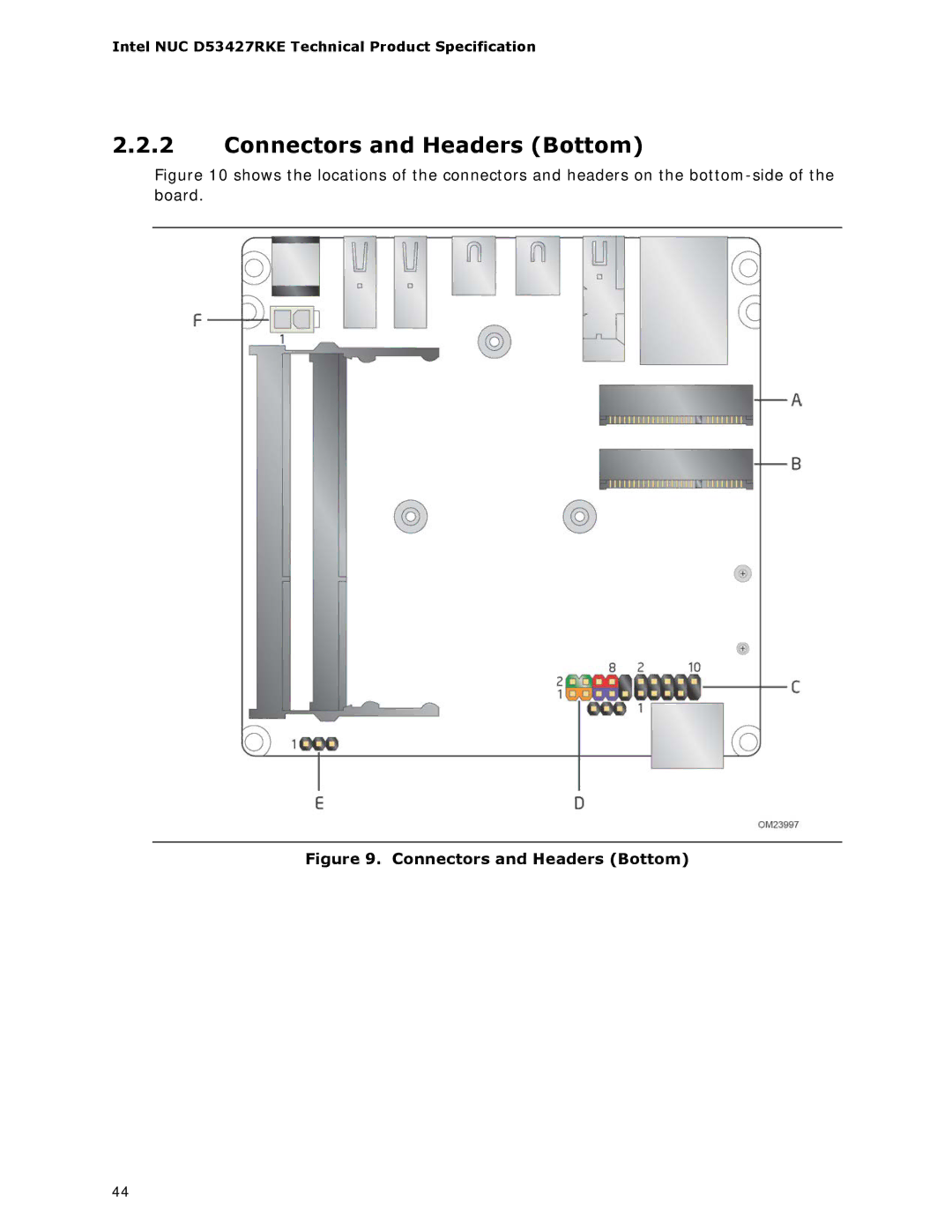 Intel BOXDC53427HYE specifications Connectors and Headers Bottom 